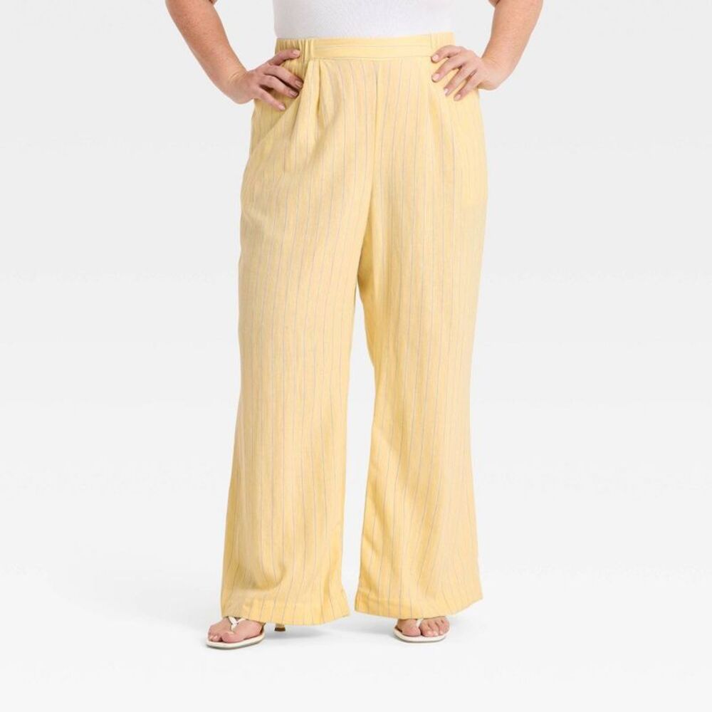 A New Day - Women's Relaxed Linen Trousers - A New Day Yellow  Yellow